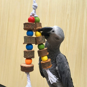 Natural Colourful Wooden Bird Cage Hanging Toy